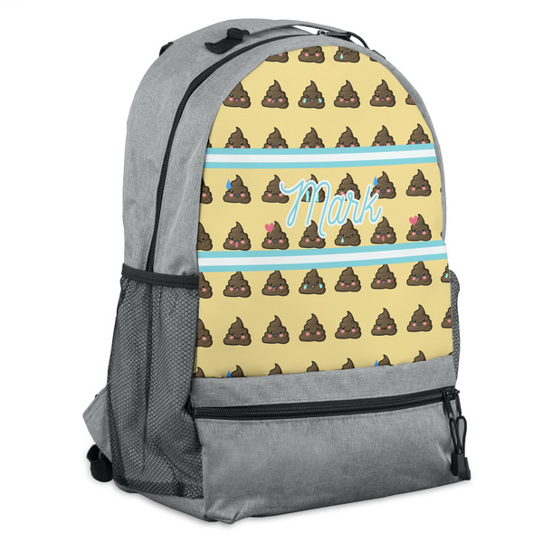 Custom Poop Emoji Backpack - Grey (Personalized)