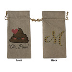 Poop Emoji Large Burlap Gift Bag - Front & Back (Personalized)