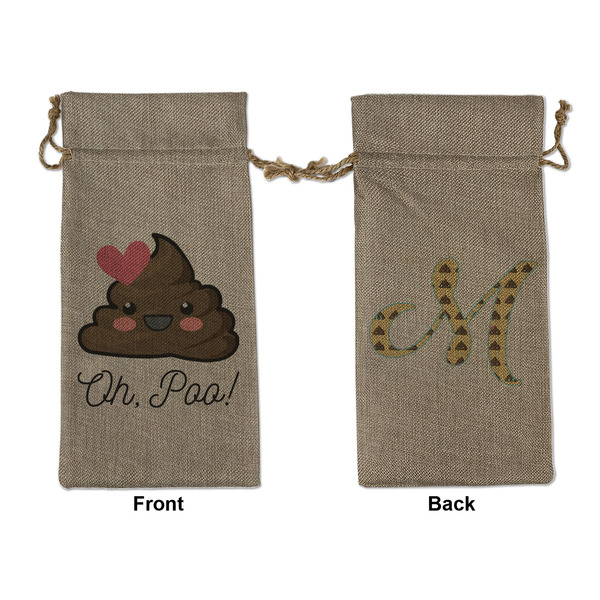 Custom Poop Emoji Large Burlap Gift Bag - Front & Back (Personalized)
