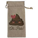 Poop Emoji Large Burlap Gift Bag - Front (Personalized)