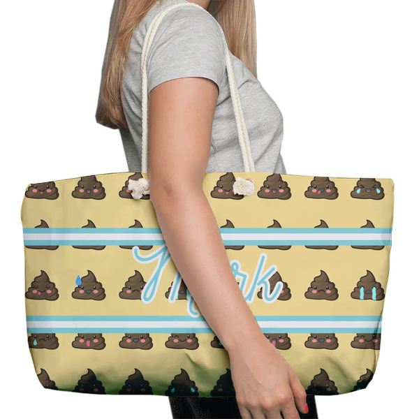 Poop Emoji Large Rope Tote Bag - In Context View