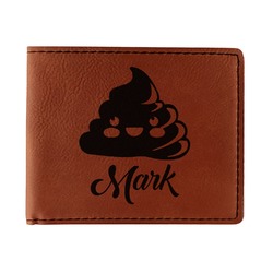Poop Emoji Leatherette Bifold Wallet - Double Sided (Personalized)