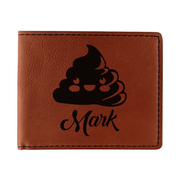 Custom Poop Emoji Leatherette Bifold Wallet - Single Sided (Personalized)