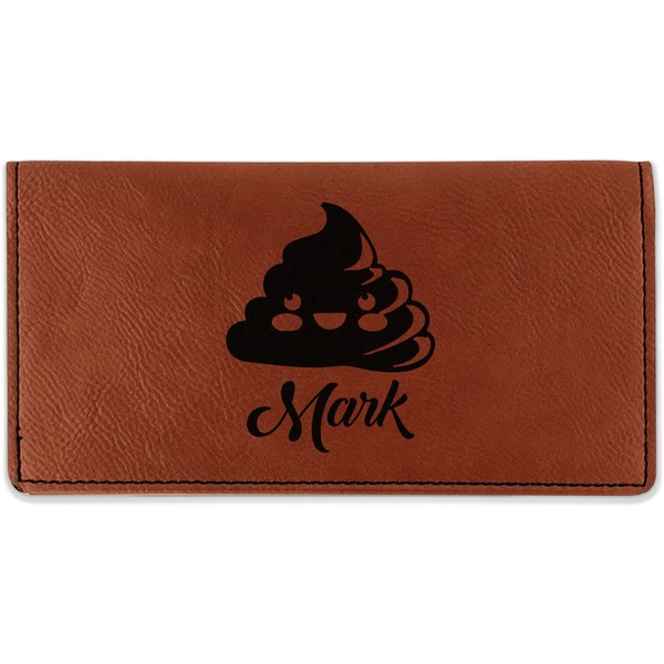 Custom Poop Emoji Leatherette Checkbook Holder - Single Sided (Personalized)
