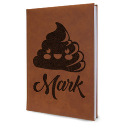 Poop Emoji Leather Sketchbook - Large - Single Sided (Personalized)