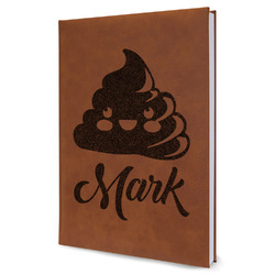 Poop Emoji Leatherette Journal - Large - Single Sided (Personalized)