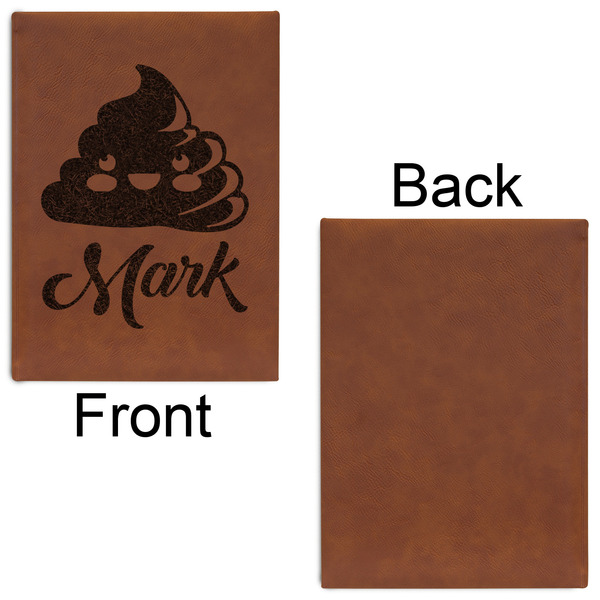 Poop Emoji Leatherette Journal - Large - Single Sided - Front & Back View