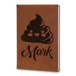 Poop Emoji Leatherette Journal - Large - Double Sided (Personalized)