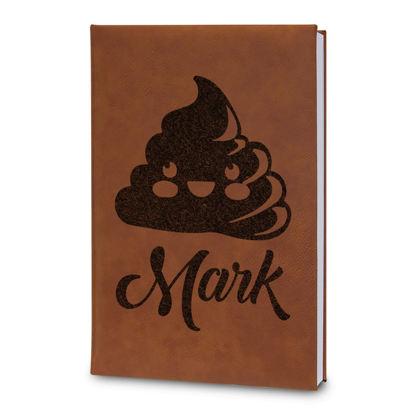 Custom Poop Emoji Leatherette Journal - Large - Double Sided (Personalized)