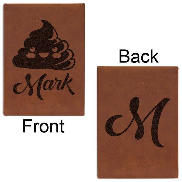 Poop Emoji Leatherette Journals - Large - Double Sided - Front & Back View