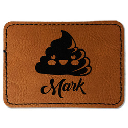 Poop Emoji Faux Leather Iron On Patch - Rectangle (Personalized)
