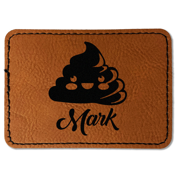 Poop Emoji Leatherette Patches - Rectangle