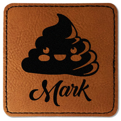 Poop Emoji Faux Leather Iron On Patch - Square (Personalized)
