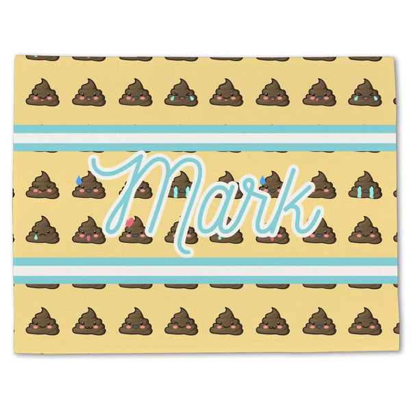Custom Poop Emoji Single-Sided Linen Placemat - Single w/ Name or Text