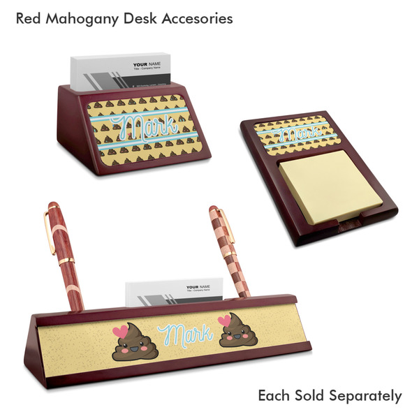 Poop Emoji Mahogany Desk Accessories