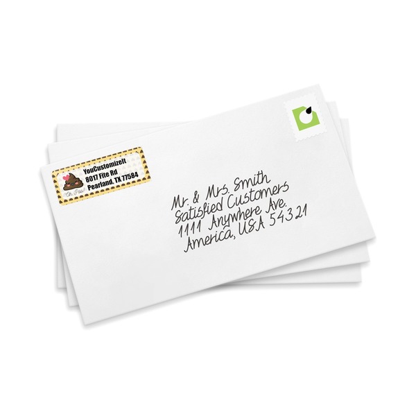 Poop Emoji Mailing Label on Envelopes
