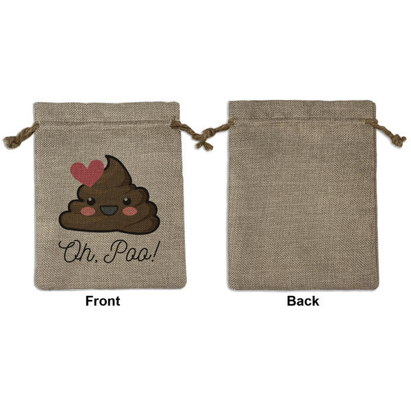 Poop Emoji Medium Burlap Gift Bag - Front Approval