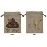 Poop Emoji Medium Burlap Gift Bag - Front & Back (Personalized)