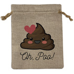 Poop Emoji Medium Burlap Gift Bag - Front (Personalized)