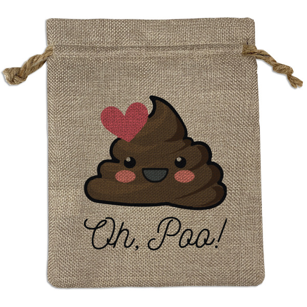 Custom Poop Emoji Burlap Gift Bag (Personalized)