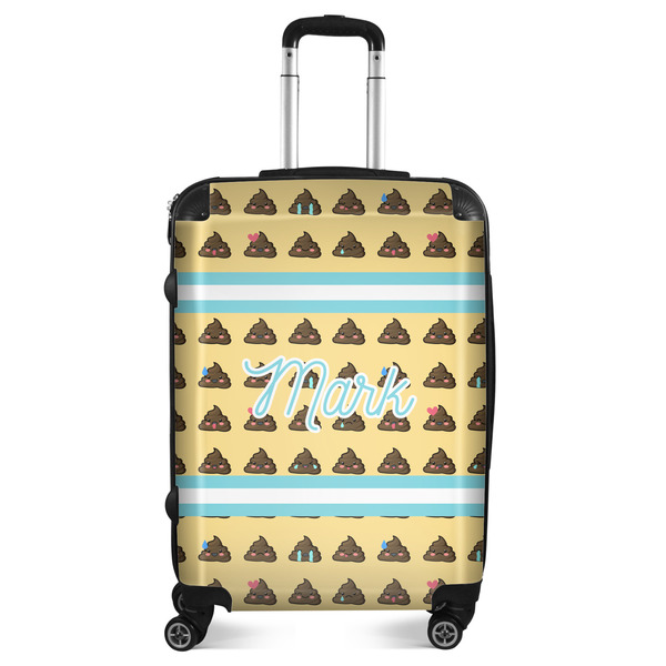 Custom Poop Emoji Suitcase - 24" Medium - Checked (Personalized)
