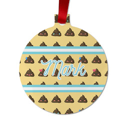 Poop Emoji Metal Ball Ornament - Double Sided w/ Name or Text