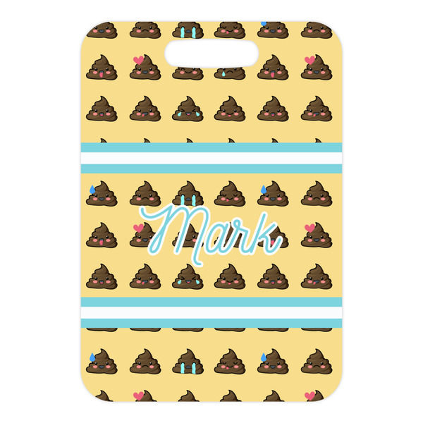 Poop Emoji Metal Luggage Tag - Front Without Strap