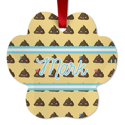 Poop Emoji Metal Paw Ornament - Double Sided w/ Name or Text