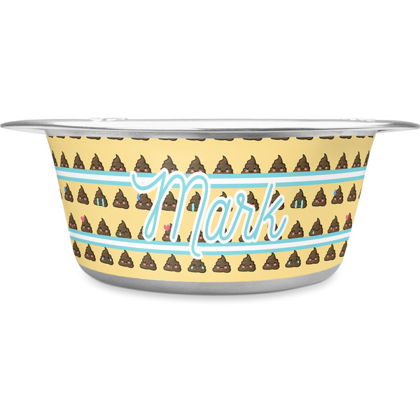 Custom Poop Emoji Stainless Steel Dog Bowl - Large (Personalized)