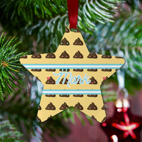 Poop Emoji Metal Star Ornament - Lifestyle