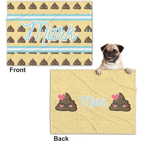 Poop Emoji Microfleece Dog Blanket - Regular - Front & Back