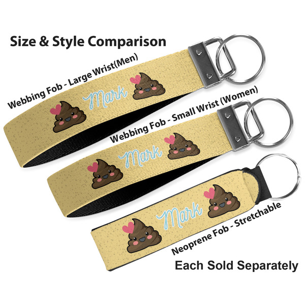 Poop Emoji Multiple Key Ring comparison sizes