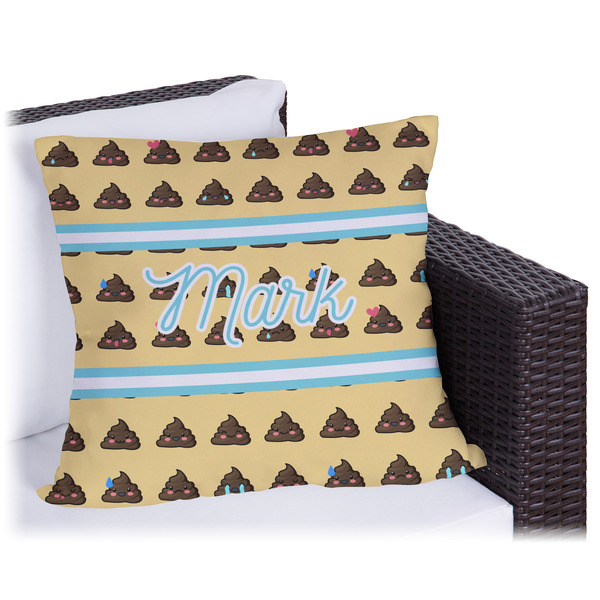 Custom Poop Emoji Outdoor Pillow - 16" (Personalized)