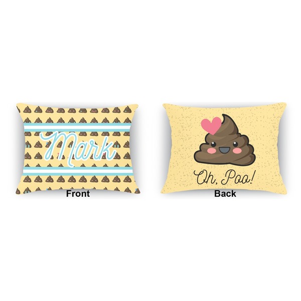 Poop Emoji Outdoor Rectangular Throw Pillow (Front and Back)