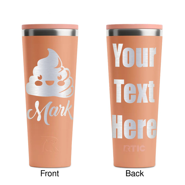 Poop Emoji Peach RTIC Everyday Tumbler - 28 oz. - Front and Back