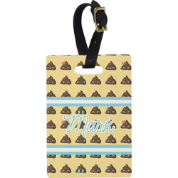 Poop Emoji Plastic Luggage Tag - Rectangular w/ Name or Text