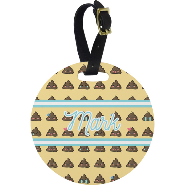 Custom Poop Emoji Plastic Luggage Tag - Round (Personalized)