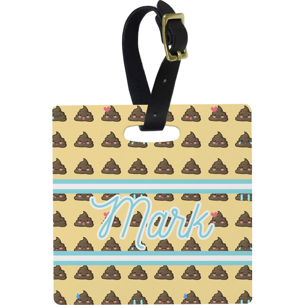 Poop Emoji Personalized Square Luggage Tag