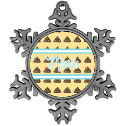 Poop Emoji Vintage Snowflake Ornament (Personalized)