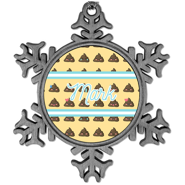 Custom Poop Emoji Vintage Snowflake Ornament (Personalized)