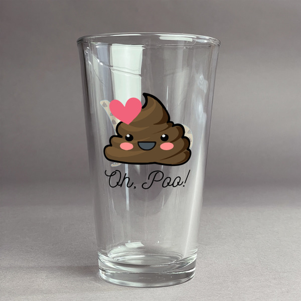 Custom Poop Emoji Pint Glass - Full Color Logo (Personalized)
