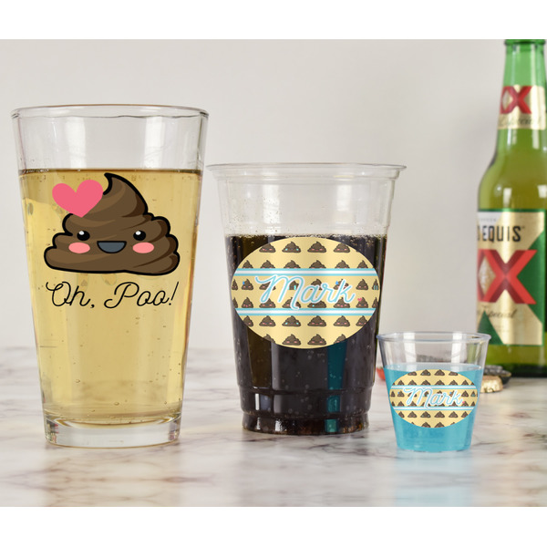Poop Emoji Pint Glass - Two Content - In Context