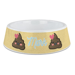 Poop Emoji Plastic Dog Bowl - Large (Personalized)