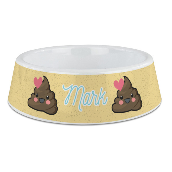 Custom Poop Emoji Plastic Dog Bowl - Large (Personalized)