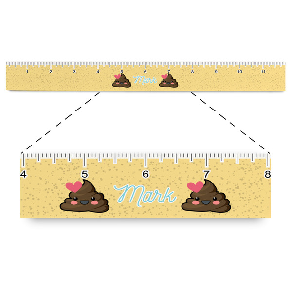 Custom Poop Emoji Plastic Ruler - 12" (Personalized)