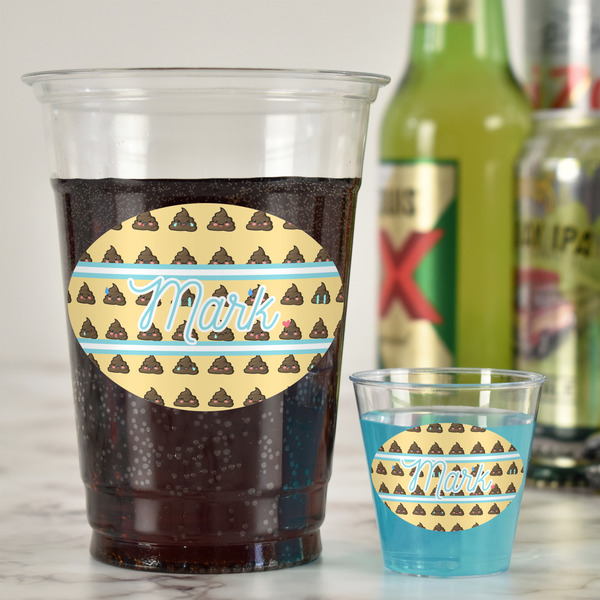 Poop Emoji Plastic Shot Glasses - In Context