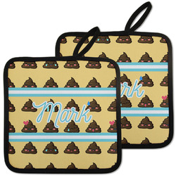 Poop Emoji Pot Holders - Set of 2 w/ Name or Text
