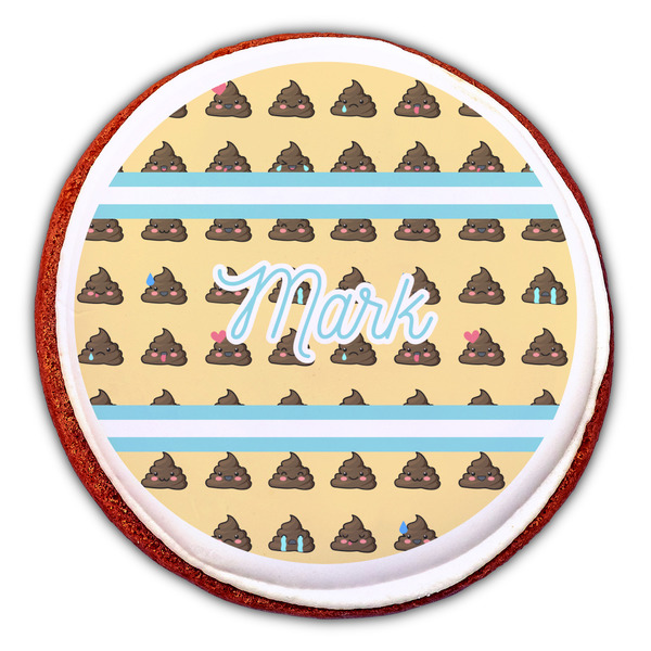 Poop Emoji Printed Icing Circle - Large - On Cookie