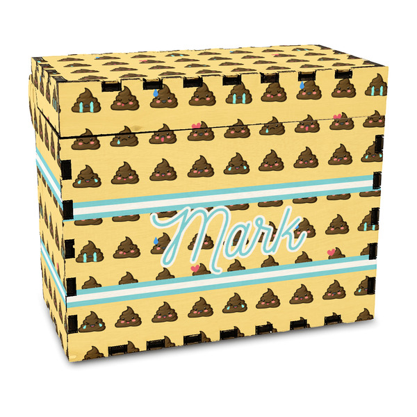 Custom Poop Emoji Wood Recipe Box - Full Color Print (Personalized)