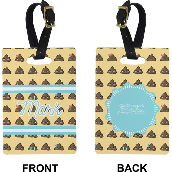 Poop Emoji Rectangle Luggage Tag (Front + Back)